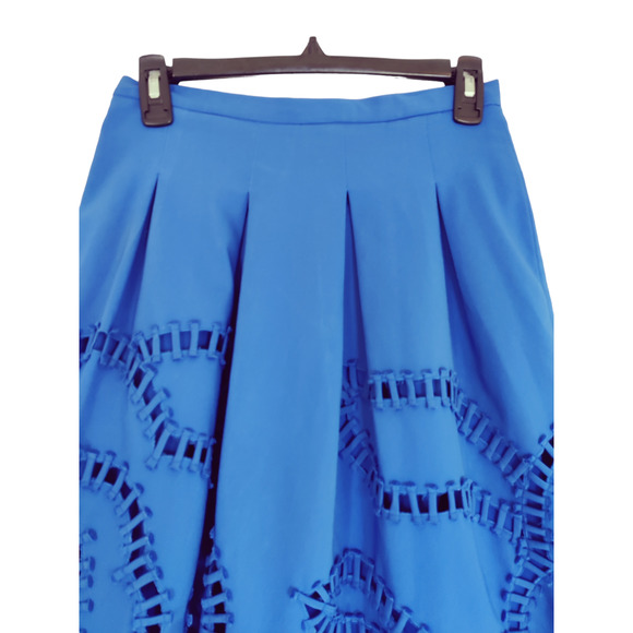 Anthropologie Sachin + Babi Bloomstitch Royal Blue Midi Skirt Size 2 - Picture 8 of 10